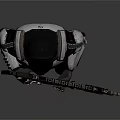 Game Movie Character Wearing Black And White Armor Holding Rifle In Standing Pose