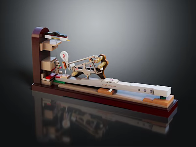 Elegant Musical Instruments And Art Supplies Display Set With Brushes Paints Canvas And Violin 3d model