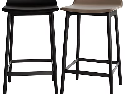 Modern Minimalist Bar Stools With Backrest And Black Solid Wood Legs For Home Kitchen Use 3d model
