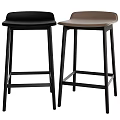 Modern Minimalist Bar Stools With Backrest And Black Solid Wood Legs For Home Kitchen Use