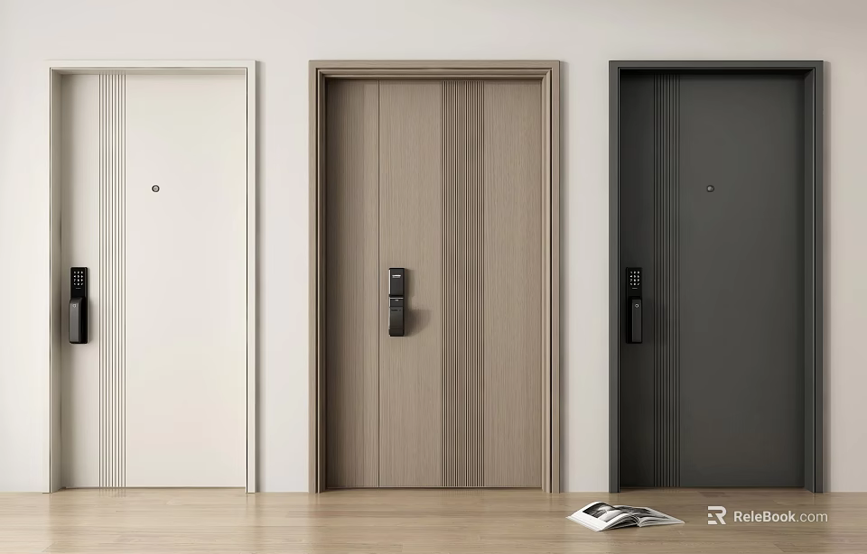 Modern Security Doors With Smart Locks And Various Designs 3d model 