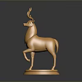 Golden Deer Statue With Polished Base For Home Decorative Ornament