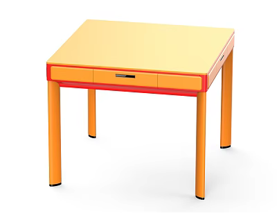 Vibrant Entertainment Appliance Table Featuring Yellow Surface Red Drawer and Orange Supporting Legs 3d model