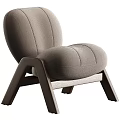 Cream Colored Plush Fabric Accent Chair With Modern Wooden Legs And Comfortable Seating