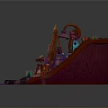 Fantasy Scenery With Colorful Structures Blue Steps And Orange Platform Decorative Elements