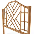 Bamboo Headboard With Geometric Pattern And Natural Wooden Structure