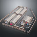 Traditional Architectural Compound Layout With Multiple Roofed Huts And Enclosing Fence