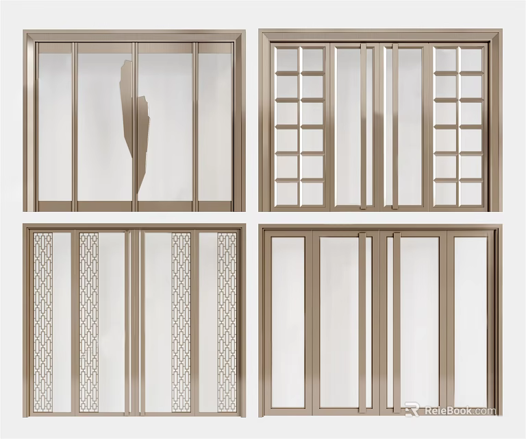 Elegant Double Doors With Various Patterns And Panel Designs For Home Decor 3d model 