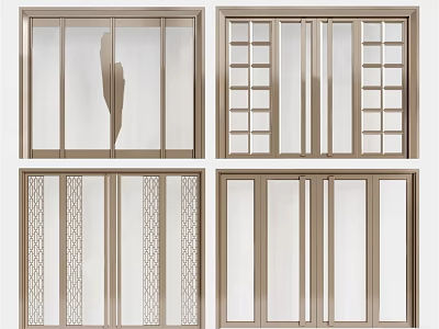 Elegant Double Doors With Various Patterns And Panel Designs For Home Decor 3d model