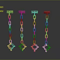 Stylish Metallic Decorative Chains With Four Colorful Pendants Design
