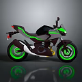 Modern Sporty Motorcycle With Green Accents Sleek Design And Green Wheels