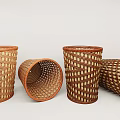 Woven Storage Baskets in Brown and Beige Various Sizes Standing and Tilted for Home Organization