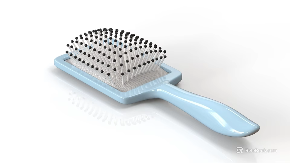 Stylish Hair Brush With Light Blue Handle And Black Bristles For Daily Grooming 3d model 