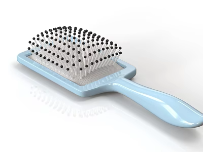 Stylish Hair Brush With Light Blue Handle And Black Bristles For Daily Grooming 3d model