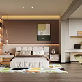 Modern Kids Room Interior With Cozy Bed Desk Chair Colorful Rug And Wall Art