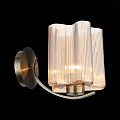 Modern Brass Wall Sconce With Ribbed Glass Shade And Warm Illumination