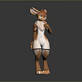 3D Fox Sculpture With Orange White Fur Green Eyes And Standing Pose Details