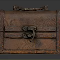 Vintage Wooden Ornament Decor Combination With Carved Storage Box And Metal Hardware