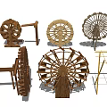 Garden Ornaments With Various Wooden And Metal Decorative Wheel Designs
