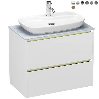 Modern White Bathroom Vanity With White Basin Light Countertop And Drawer Storage 3d model