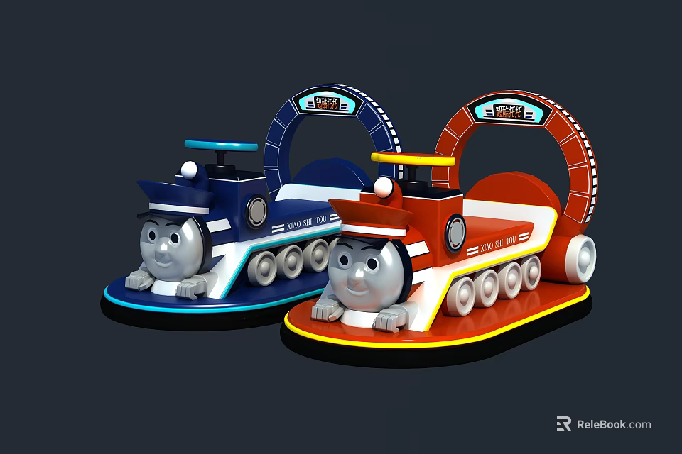 Electric Toy Train Blue and Red Cute Design for Kids Playtime Fun 3d model 