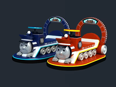 Electric Toy Train Blue and Red Cute Design for Kids Playtime Fun 3d model
