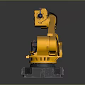 Yellow Industrial Robotic Arm With Black Cables And Gray Base For Automation