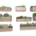 Decorative Flower Planter Boxes with Various Designs and Lush Green Plants for Outdoor Garden Decoration