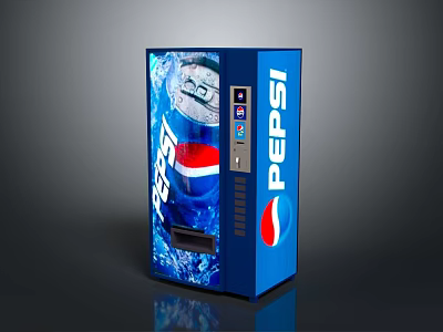Pepsi Vending Machine With Blue Exterior Vibrant Logo And Beverage Graphics 3d model