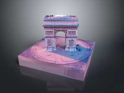 Scenic Arc de Triomphe Model Displayed On Purple Blue Gradient Base With Detailed Design 3d model