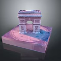 Scenic Arc de Triomphe Model Displayed On Purple Blue Gradient Base With Detailed Design
