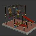 Outdoor Fitness Equipment with Pull Up Bars Inclined Bench and Metal Frame for Daily Exercise