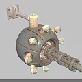 Mechanical Device With Spherical Structure Green Glowing Lights And Metal Components 3d model