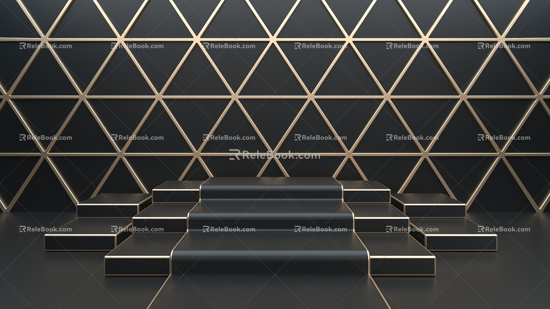 High-grade black gold high ladder map background product map light luxury DP beautiful Chen 3d model