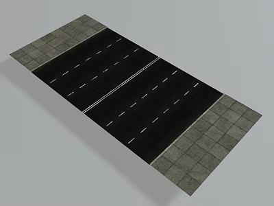 Black Asphalt Road Infrastructure With White Lane Markings Central Divider Lines And Paved Sidewalks 3d model