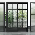 Various Modern Hinged Doors With Glass Panels And Metal Frame Designs 3d model