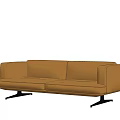 Modern Double Sofa Leather Multiplayer Sofa Minimalist Leather Sofa 3d model