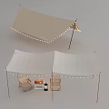 White And Beige Tents With String Lights And Chairs For Outdoor Bonfire Setup