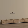Poliform Modern Minimalist Wooden Stools Five Pieces Against Wall On Wooden Floor