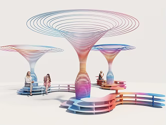 Modern Outdoor Chair Swing Xiangyun Meichen Sculpture Tree Landscape Sculpture Outdoor Chair Combination Sitting Posture People Square Swing 3d model