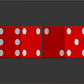 Two Red Dice With White Dots On Shiny Reflective Surface