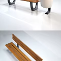 Public Facility Wooden Bench Featuring Metal Frame For Public Areas