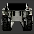 Futuristic Three Wheel Vehicle With White Body Red Accents And Black Windshield