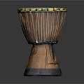 Traditional African Djembe Drum with Carved Wooden Body Colored Rim and Decorative Patterns