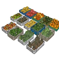 Fresh Vegetables Displayed in Colorful Baskets with Green Leafy Veggies Carrots and Cucumbers