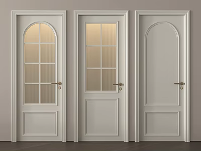 Modern White Hinged Doors With Various Glass Panel Designs And Classic Frames 3d model