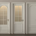 Modern White Hinged Doors With Various Glass Panel Designs And Classic Frames 3d model