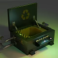 Green Recycling Equipment With Open Lid Recycle Symbol And Control Panel