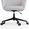 Gray Velvet Upholstered Office Chair With Ribbed Backrest And Five Star Black Caster Base