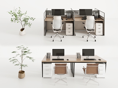 modern office desk and chair 3d model